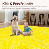 Ultra Soft Area Rug, Non Slip, Stain Resistant, Washable Area Rugs for Living Room, Bedroom, Artistic Irregular Shag Pattern(Yellow)