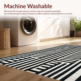 Ultra Soft Area Rug, Non Slip, Stain Resistant, Washable Area Rugs for Living Room, Bedroom, Trendy Striped Indoor Outdoor Doormat Rug for Modern Farmhouse Aesthetics(Black)