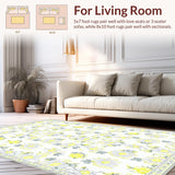 Ultra Soft Area Rug, Non Slip, Stain Resistant, Washable Area Rugs for Living Room, Bedroom, Stylish Minimalist Daisy Touch(White)