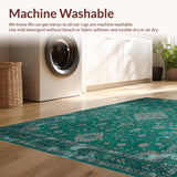 Ultra Soft Area Rug, Non Slip, Stain Resistant, Washable Area Rugs for Living Room, Bedroom, Distressed Elegant Heritage Style(Blue)