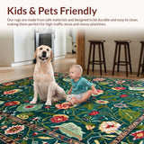 Ultra Soft Area Rug, Non Slip, Stain Resistant, Washable Area Rugs for Living Room, Bedroom, Rustic Earthy Botanical Ensemble(Blue)