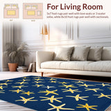 Ultra Soft Area Rug, Non Slip, Stain Resistant, Washable Area Rugs for Living Room, Bedroom, Whimsical Coastal Patterned Delight(Blue)