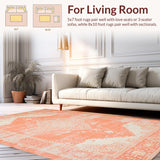 Ultra Soft Area Rug, Non Slip, Stain Resistant, Washable Area Rugs for Living Room, Bedroom, Refined Geometric Terracotta Palette(Orange)