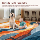Ultra Soft Area Rug, Non Slip, Stain Resistant, Washable Area Rugs for Living Room, Bedroom, Stylish Ombre Mountain Scene(Orange)