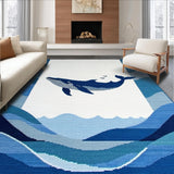Ultra Soft Area Rug, Non Slip, Stain Resistant, Washable Area Rugs for Living Room, Bedroom, Whimsical Aqua Marine Elegance(Blue)