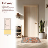 Ultra Soft Area Rug, Non Slip, Stain Resistant, Washable Area Rugs for Living Room, Bedroom, Cozy Earthy Tiled Aesthetic(Orange)