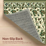 Ultra Soft Area Rug, Non Slip, Stain Resistant, Washable Area Rugs for Living Room, Bedroom, Vintage Floral Dining Room Non Slip Carpet(Beige)