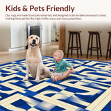 Ultra Soft Area Rug, Non Slip, Stain Resistant, Washable Area Rugs for Living Room, Bedroom, Geometric Coastal Area(Blue)