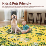 Ultra Soft Area Rug, Non Slip, Stain Resistant, Washable Area Rugs for Living Room, Bedroom, Rustic Bright Nature-Inspired Pattern(Yellow)
