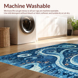Ultra Soft Area Rug, Non Slip, Stain Resistant, Washable Area Rugs for Living Room, Bedroom, Whimsical Kraken Tentacle Design Area Rug for Vibrant Home Decor(Blue)