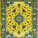 Ultra Soft Area Rug, Non Slip, Stain Resistant, Washable Area Rugs for Living Room, Bedroom, Contemporary Colorful Medallion Theme(Yellow)