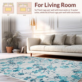 Ultra Soft Area Rug, Non Slip, Stain Resistant, Washable Area Rugs for Living Room, Bedroom, Modern Grey Floral Living Room Stain-Resistant Rug(Gray)