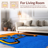 Ultra Soft Area Rug, Non Slip, Stain Resistant, Washable Area Rugs for Living Room, Bedroom, Artistic Tech-Inspired Decorative Rug(Blue)