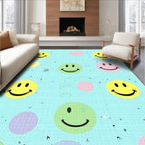 Ultra Soft Area Rug, Non Slip, Stain Resistant, Washable Area Rugs for Living Room, Bedroom, Bright Joyful Graphic Aesthetic(Blue)
