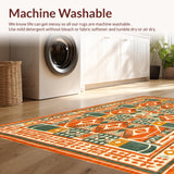 Ultra Soft Area Rug, Non Slip, Stain Resistant, Washable Area Rugs for Living Room, Bedroom, Artful Mid-Century Color Fusion(Orange)