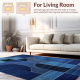 Ultra Soft Area Rug, Non Slip, Stain Resistant, Washable Area Rugs for Living Room, Bedroom, Boho Dark Blue Bedroom Meditation Area Rug(Blue)