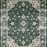 Ultra Soft Area Rug, Non Slip, Stain Resistant, Washable Area Rugs for Living Room, Bedroom, Vintage Floral Distressed Elegance(Green)