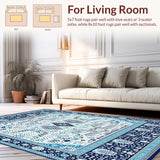 Ultra Soft Area Rug, Non Slip, Stain Resistant, Washable Area Rugs for Living Room, Bedroom, Patio Runner Waterproof Navy(Blue)