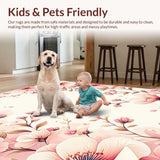Ultra Soft Area Rug, Non Slip, Stain Resistant, Washable Area Rugs for Living Room, Bedroom, Lush Garden-Inspired Modern Decor(Pink)