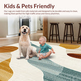 Beige & Camel River Flow Modern Abstract Accent(Beige)