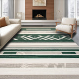 Ultra Soft Area Rug, Non Slip, Stain Resistant, Washable Area Rugs for Living Room, Bedroom, Low Pile Area with Beige and Green Boho Chevron(Green)