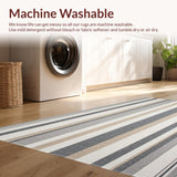 Ultra Soft Area Rug, Non Slip, Stain Resistant, Washable Area Rugs for Living Room, Bedroom, Modern Grey Area Featuring Beige Stripes and Subtle Textures(Gray)