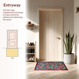 Ultra Soft Area Rug, Non Slip, Stain Resistant, Washable Area Rugs for Living Room, Bedroom, Colorful Cityscape Educational Rug(Red)