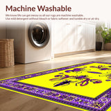 Ultra Soft Area Rug, Non Slip, Stain Resistant, Washable Area Rugs for Living Room, Bedroom, Vibrant Mardi Gras Carnival Aesthetic(Yellow)