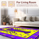 Ultra Soft Area Rug, Non Slip, Stain Resistant, Washable Area Rugs for Living Room, Bedroom, Transitional Bright Carnival Palette(Purple)