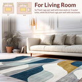 Ultra Soft Area Rug, Non Slip, Stain Resistant, Washable Area Rugs for Living Room, Bedroom, Stylish Minimalist Strokes Design(Blue)
