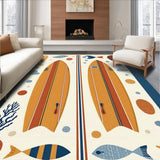 Ultra Soft Area Rug, Non Slip, Stain Resistant, Washable Area Rugs for Living Room, Bedroom, Vibrant Coastal Artwork Display(Orange)