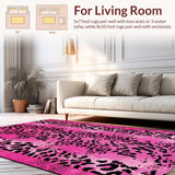 Ultra Soft Area Rug, Non Slip, Stain Resistant, Washable Area Rugs for Living Room, Bedroom, Contemporary Animal Print Elegance(Pink)
