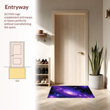 Ultra Soft Area Rug, Non Slip, Stain Resistant, Washable Area Rugs for Living Room, Bedroom, Cosmic Vibrant Celestial Pattern(Purple)