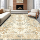 Ultra Soft Area Rug, Non Slip, Stain Resistant, Washable Area Rugs for Living Room, Bedroom, Textured Rustic Tribal Elegance(Beige)