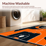 Ultra Soft Area Rug, Non Slip, Stain Resistant, Washable Area Rugs for Living Room, Bedroom, Stylish Round Athletic Theme(Orange)