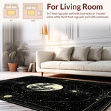 Ultra Soft Area Rug, Non Slip, Stain Resistant, Washable Area Rugs for Living Room, Bedroom, Opulent Gothic Nebula Theme(Black)