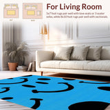 Ultra Soft Area Rug, Non Slip, Stain Resistant, Washable Area Rugs for Living Room, Bedroom, Preppy Cool Round Accent(Blue)