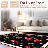 Ultra Soft Area Rug, Non Slip, Stain Resistant, Washable Area Rugs for Living Room, Bedroom, Stylish Modern Abstract Elements(Black)