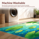 Ultra Soft Area Rug, Non Slip, Stain Resistant, Washable Area Rugs for Living Room, Bedroom, Whimsical Frog Pond Rug with Playful Lily Pads and Water Ripple Design(Blue)