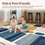 Ultra Soft Area Rug, Non Slip, Stain Resistant, Washable Area Rugs for Living Room, Bedroom, Nautical Adventure Rug with Surfboard Graphics and Iconic Character Elements(Blue)