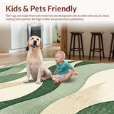 Ultra Soft Area Rug, Non Slip, Stain Resistant, Washable Area Rugs for Living Room, Bedroom, Distressed Contemporary Bedroom Carpet for High Traffic Areas(Green)