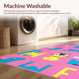 Ultra Soft Area Rug, Non Slip, Stain Resistant, Washable Area Rugs for Living Room, Bedroom, Interactive Colorful Child-Friendly Graphics(Pink)