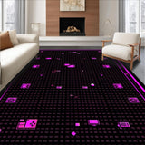 Ultra Soft Area Rug, Non Slip, Stain Resistant, Washable Area Rugs for Living Room, Bedroom, Vibrant Pixelated Geometric Aesthetic(Purple)