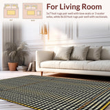 Ultra Soft Area Rug, Non Slip, Stain Resistant, Washable Area Rugs for Living Room, Bedroom, Chic Monochrome Geometric Elegance(Black)