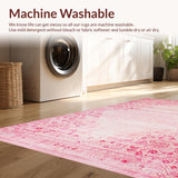 Ultra Soft Area Rug, Non Slip, Stain Resistant, Washable Area Rugs for Living Room, Bedroom, Chic Pastel Abstract Heart Motif(Pink)