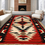 Ultra Soft Area Rug, Non Slip, Stain Resistant, Washable Area Rugs for Living Room, Bedroom, Southwest Red Nature-Inspired Stain-Resistant Rug(Red)