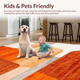 Ultra Soft Area Rug, Non Slip, Stain Resistant, Washable Area Rugs for Living Room, Bedroom, Earthy Tones Abstract Harmony(Orange)