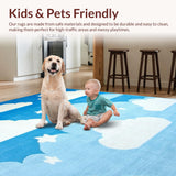 Ultra Soft Area Rug, Non Slip, Stain Resistant, Washable Area Rugs for Living Room, Bedroom, Serene Blue and White Fusion(Blue)