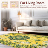 Ultra Soft Area Rug, Non Slip, Stain Resistant, Washable Area Rugs for Living Room, Bedroom, Rustic Bright Nature-Inspired Pattern(Yellow)