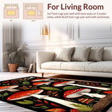 Ultra Soft Area Rug, Non Slip, Stain Resistant, Washable Area Rugs for Living Room, Bedroom, Stylish Black Nature Theme(Red)